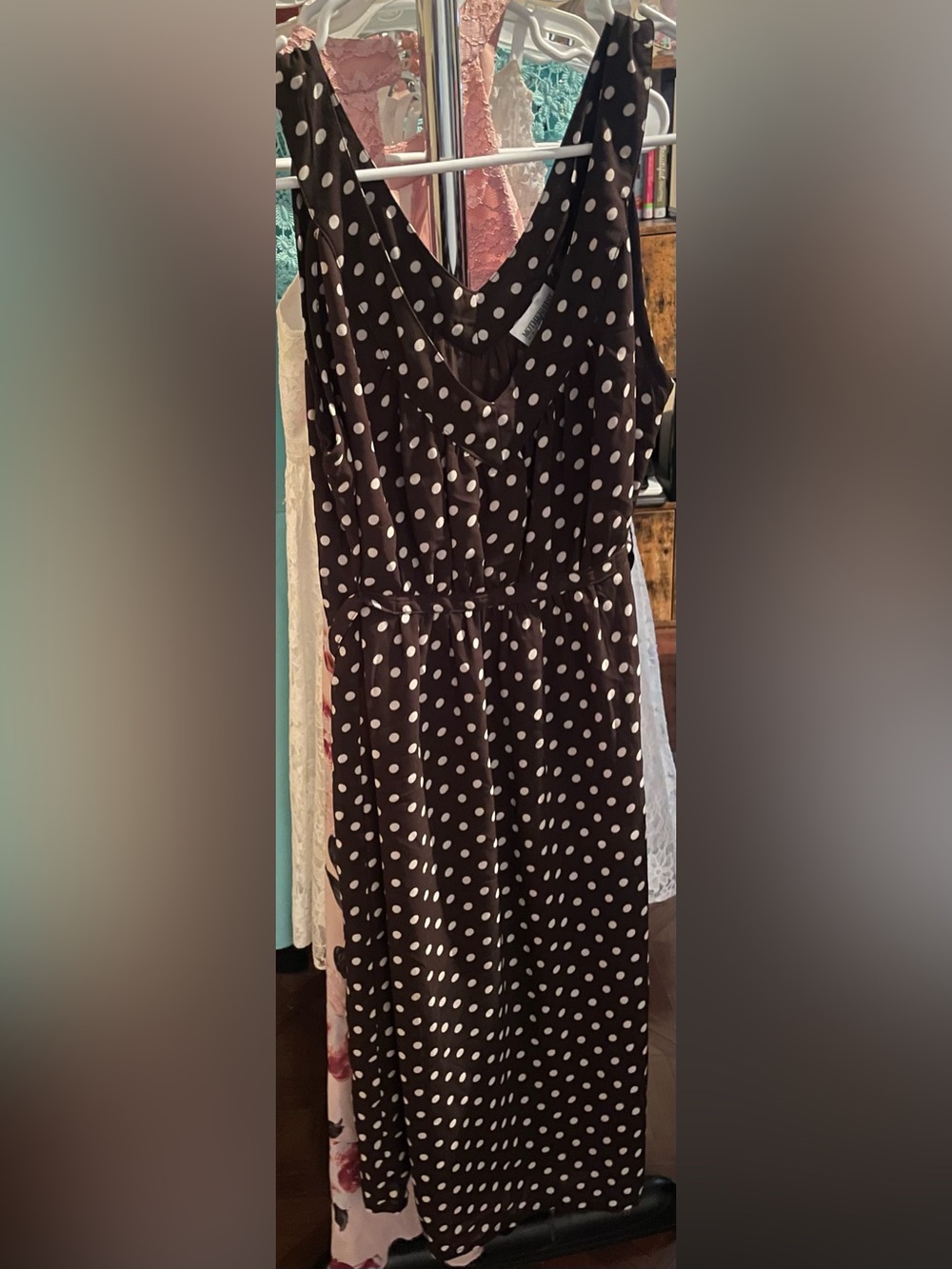 Brown Maternity Dress with White Polka Dots Size Small